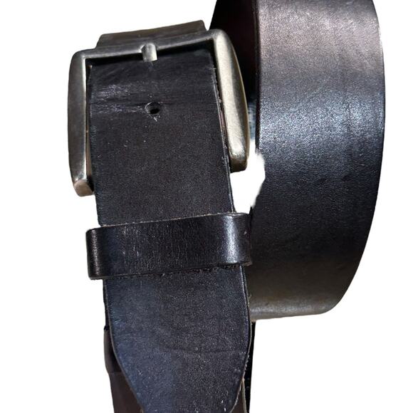 Fossil Men's Size 32 Black Wide Leather Belt Silver Buckle - Picture 7 of 9